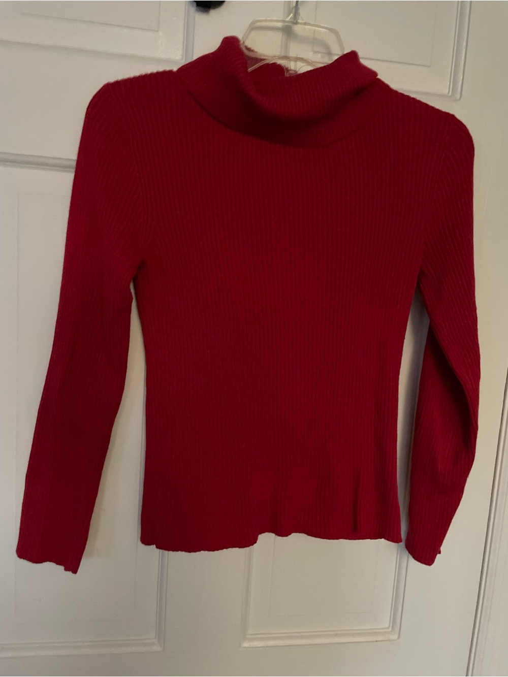 Carol Rose Red Ribbed Turtleneck Sweater